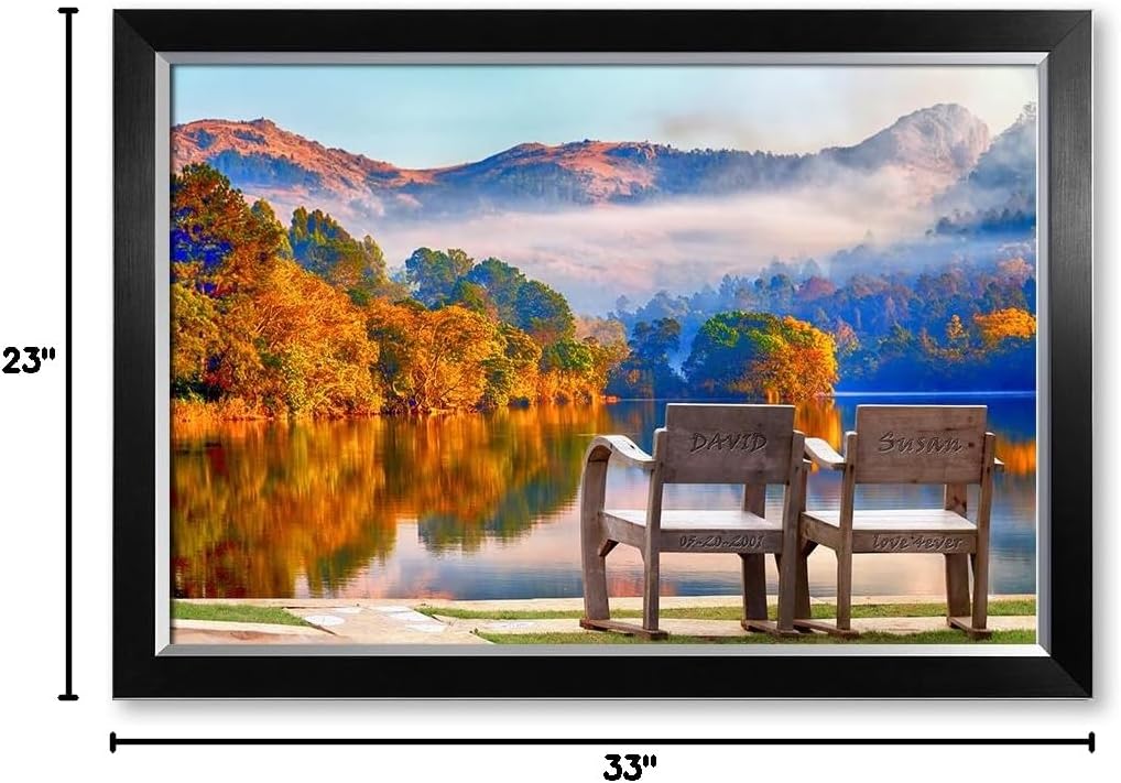 IPIC - Grow Old Together, Personalized Artwork with Names and Date on, Customized Gift for Anniversary,Wedding,Birthday and Holidays. Picture size: 30x20, Framed Size: 33x23