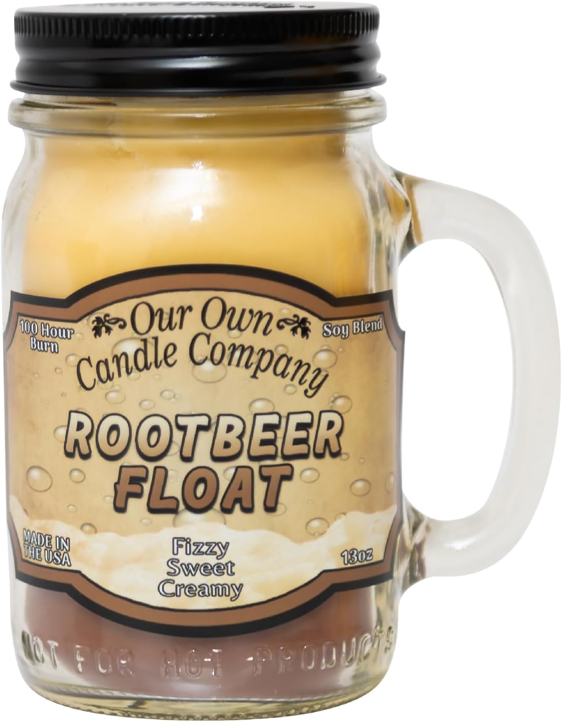 Our Own Candle Company Root Beer Float Scented Mason Jar Candle, 100 Hour Burn Time, 13 Ounces