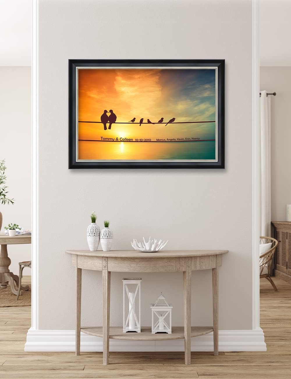IPIC - We are Family, Personalized Ideal Gift Custom Framed Wall Art with Names and Date, Giclee Prints with Solid Wood Frame, Unique and Memorable Present. Wall Art for Home Decor.