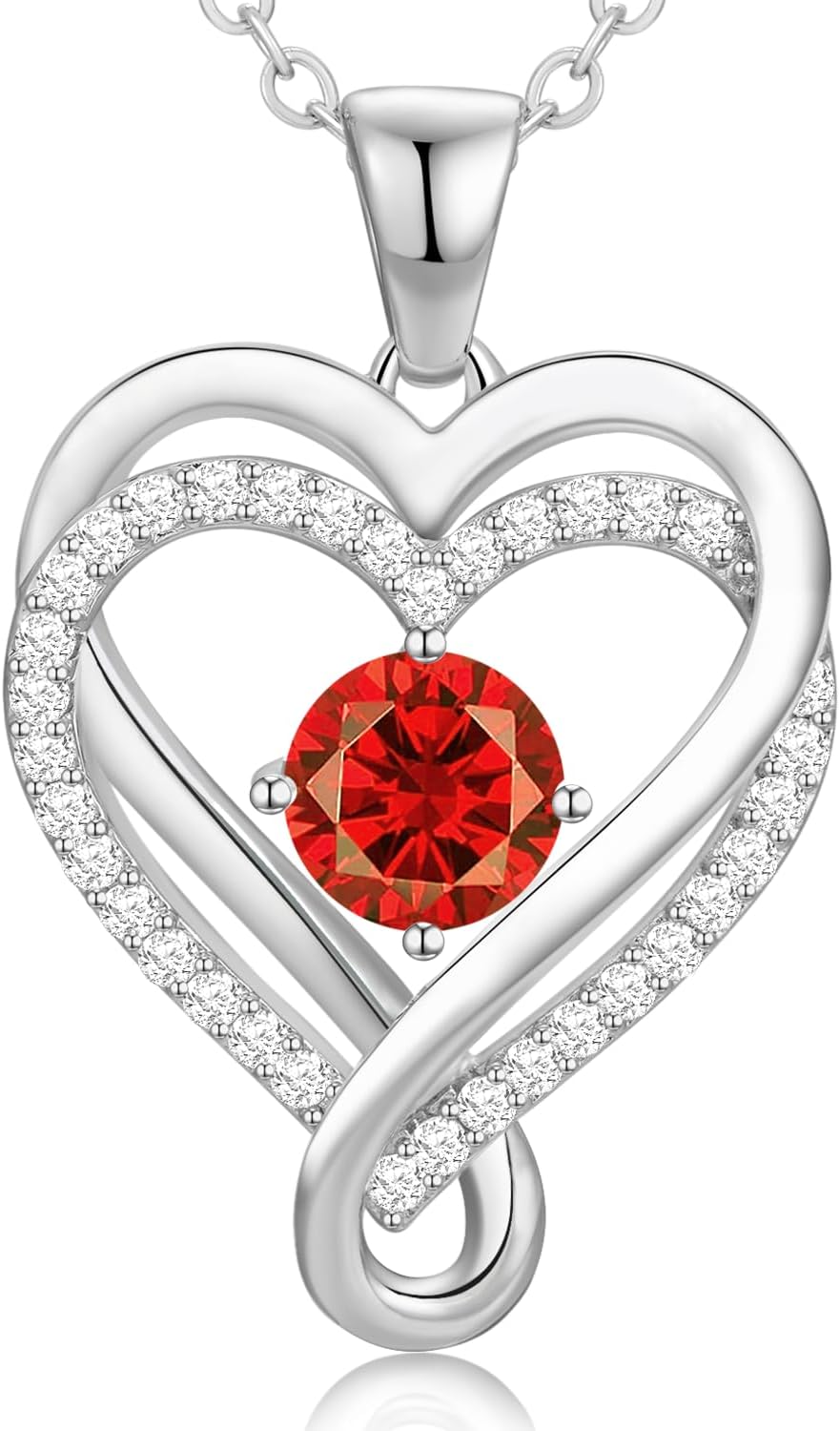 Infinity Heart Birthstone Necklace for Women Wife 18K Rose Gold Plated,Anniversary for Women Wife Her Birthday Gift for Girlfriend Mom Daughters, I Love You Women's Jewelry