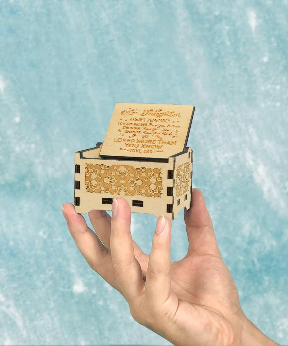 Daughter Gifts from Dad, Wooden Music Box, Dad to Daughter Gifts, Suitable for Birthday/Christmas/Keepsake