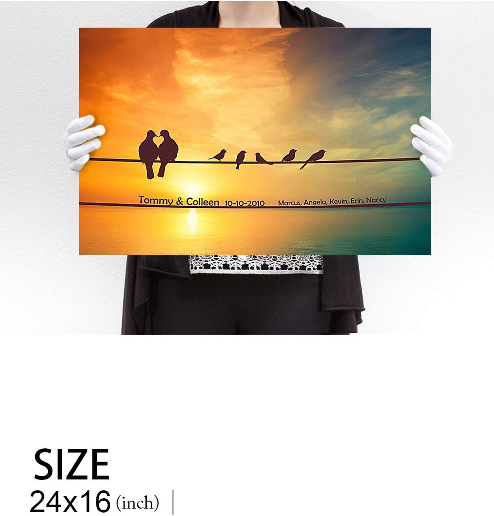 IPIC - We Are Family Personalized Artwork with Names, Customized Gift for Anniversary, Giclee Canvas Wall Art. 24x16