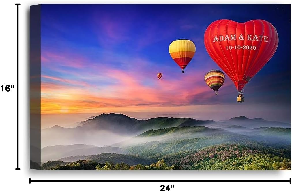 IPIC - Romance on High Personalized Wall Art with Names, Customized Gift for Couple, Customized Canvas for Wedding Anniversary. 24x16