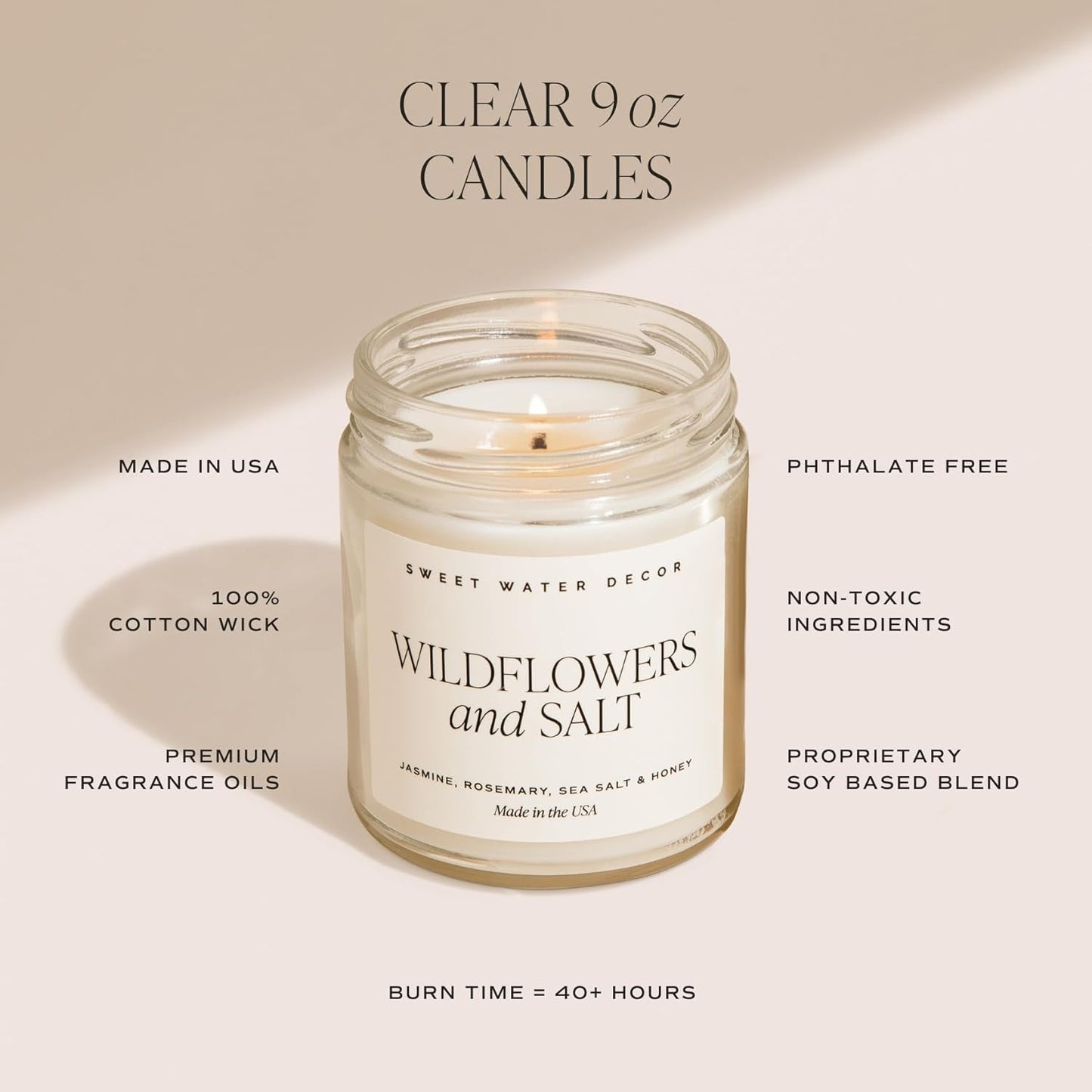 Sweet Water Decor Hello Fall Candle | Cinnamon, Apples, and Clove Autumn Scented Soy Candles for Home | Halloween Fall Candle 9oz Clear Jar, 40 Hour Burn Time, Made in The USA