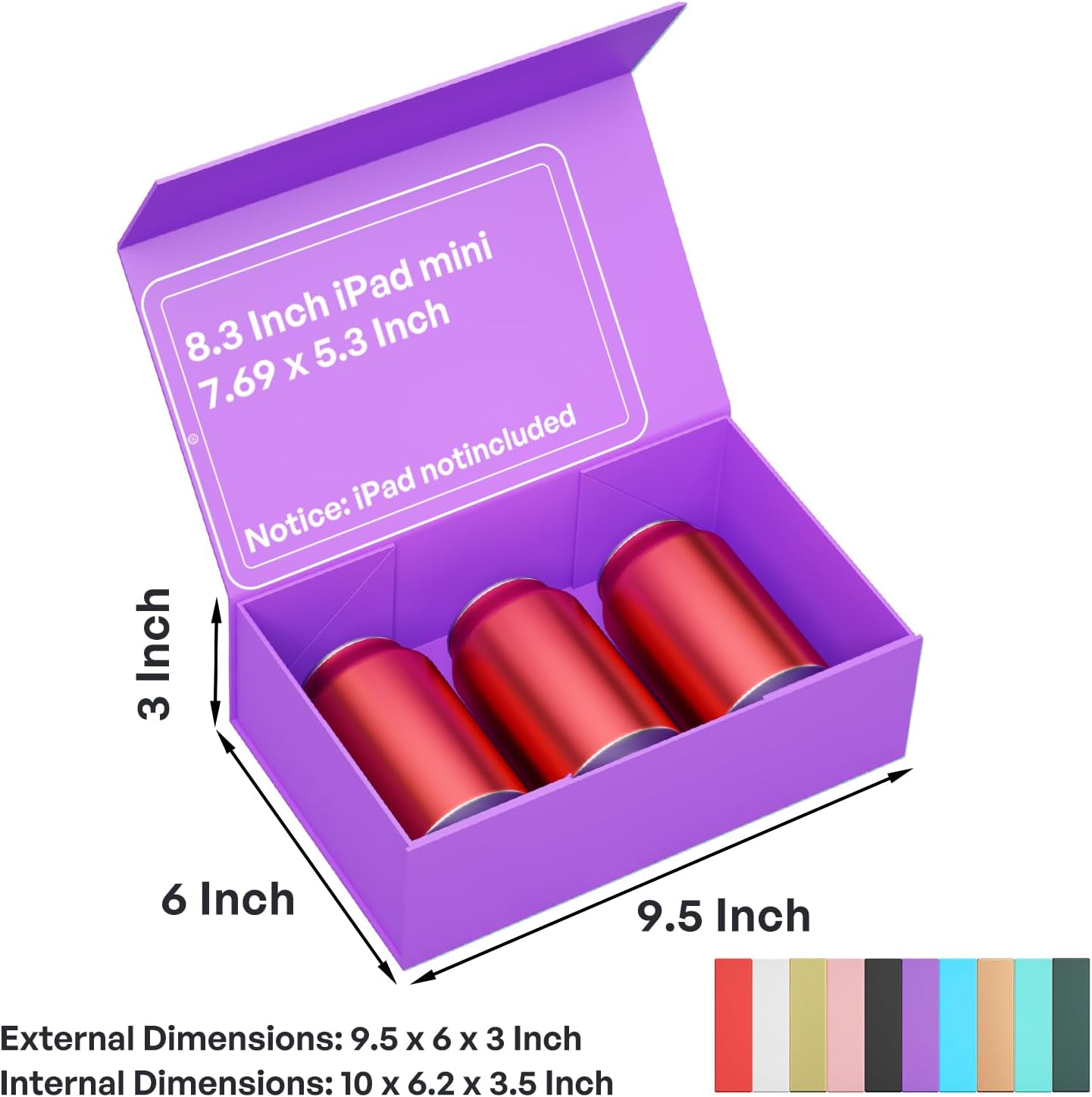 Purple Gift Box, 9.5x6x3'' Gift box for Presents with Lids Magnetic Closure Rectangle Collapsible for Bridesmaid Proposal Box, Wedding, Christmas, Halloween, Birthday Gift Packging