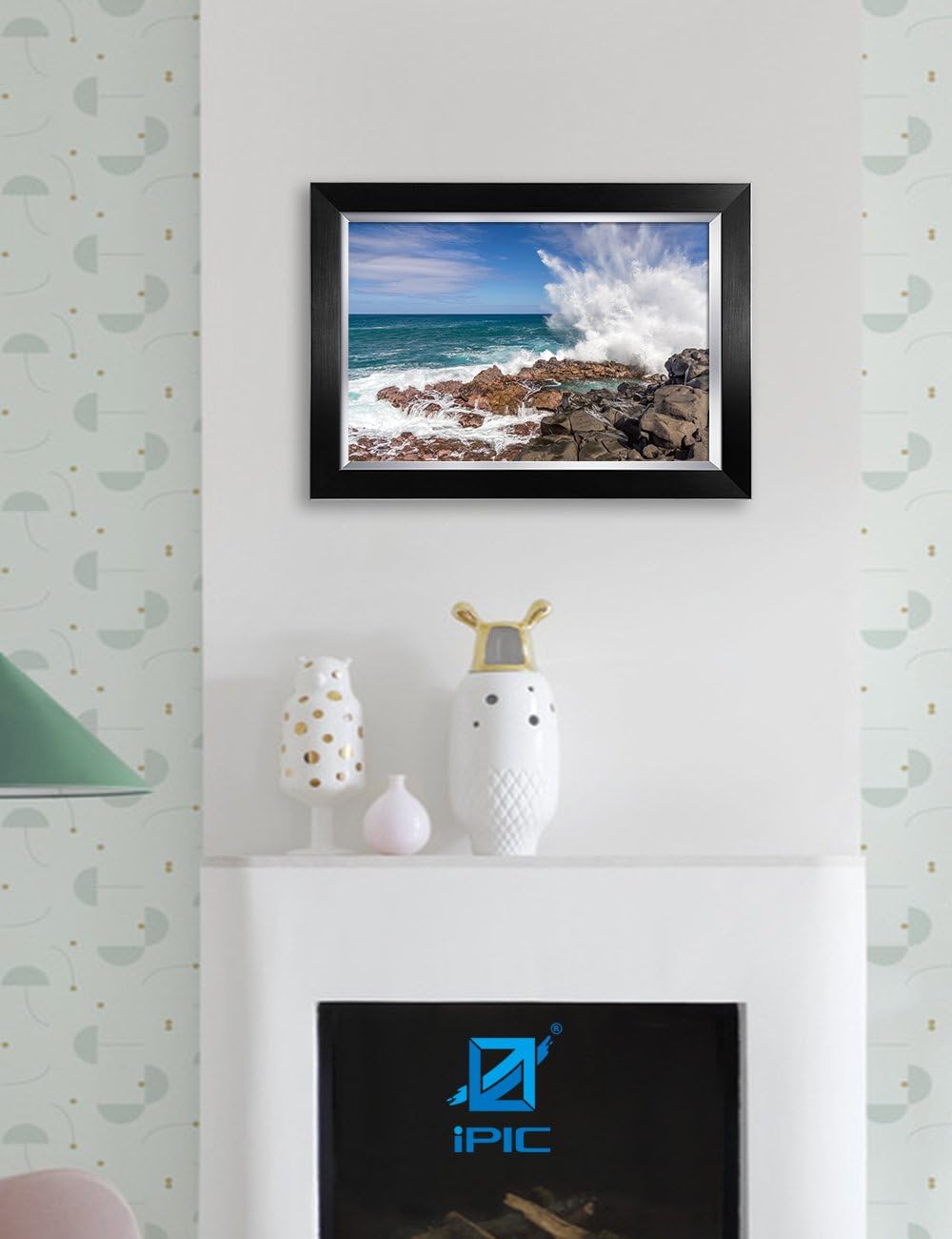 IPIC - Waves Crashing at Queen's Bath, Kauai, Hawaii. Personalized Artwork with Names and Date on, Customized Gift for Anniversary,Wedding,Birthday and Holidays. Framed size: 21x15