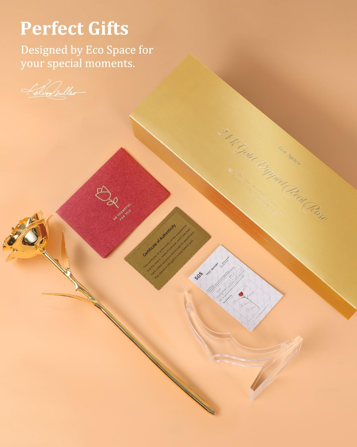 24K Gold Dipped Real Rose – Handpicked Real Rose Preserved in 24K Gold – Elegant, One-of-a-Kind Romantic Gift for Her – Ideal for Birthday, Anniversary, Mother’s Day, Valentine’s Day