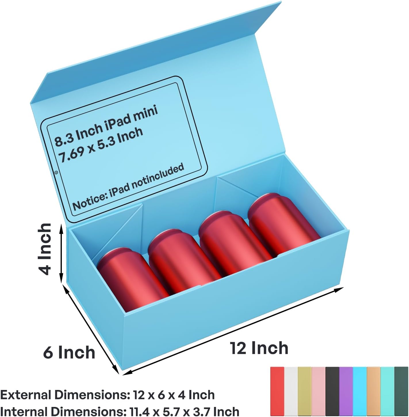 5 Pack Blue Gift Box, 12x6x4'' Gift box for Presents with Lids Magnetic Closure Rectangle Collapsible for Bridesmaid Proposal Box, Wedding, Christmas, Halloween, Birthday Gift Packging