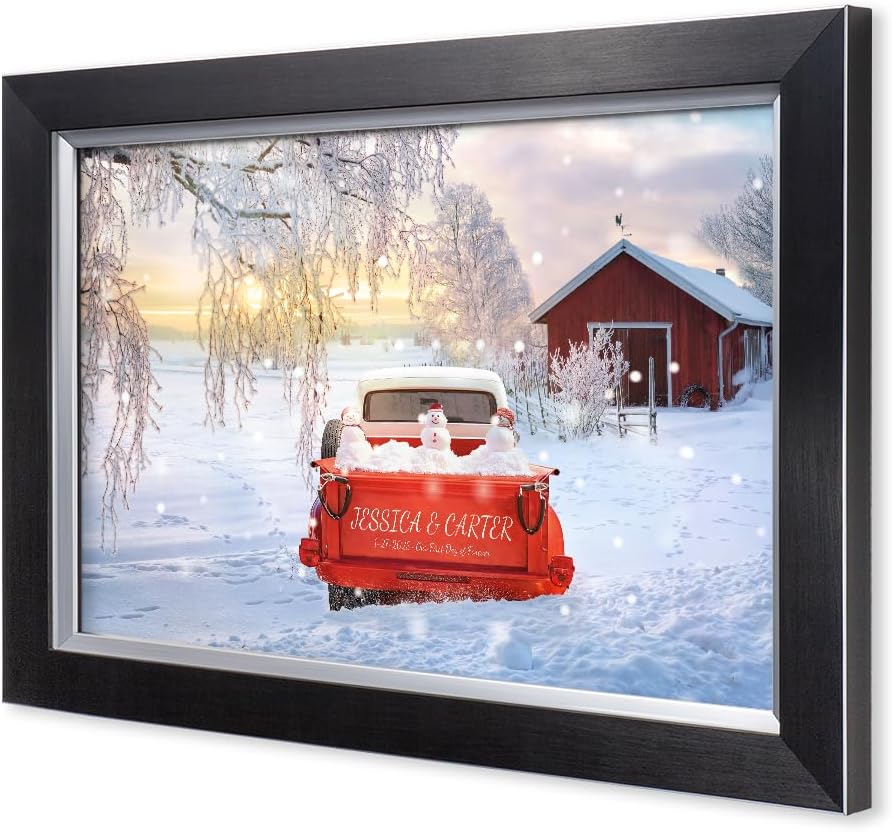 IPIC - Timeless Love Through the Seasons, Winter, Personalized Canvas Wall Art with Names, Custom Gift for Couples, Romantic Anniversary or Wedding Present for Bedroom or Living Room Decor