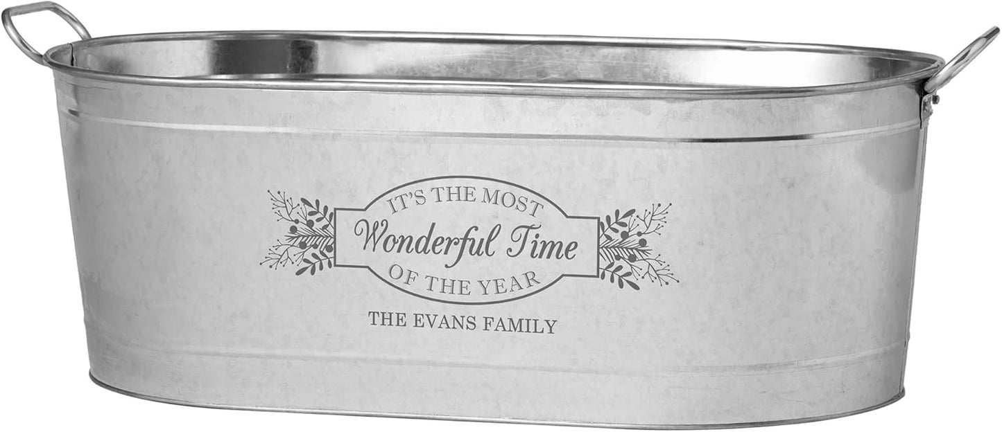 Let's Make Memories Personalized Beverage Tub - Christmas Party - Wonderful Time Of Year - Metal - Engraved - 5.5 Gallons
