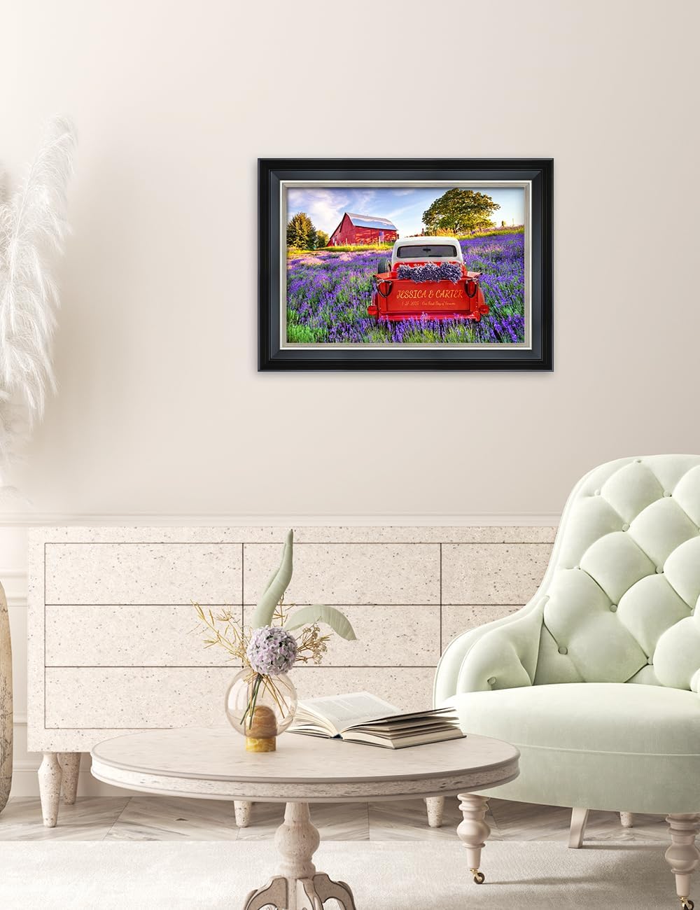 IPIC - Timeless Love Through the Seasons, Spring, Personalized Framed Wall Art with Names, Romantic Gift for the Partner, Custom Artwork with Solid Wood Frame for Couples' Bedroom or Living Room