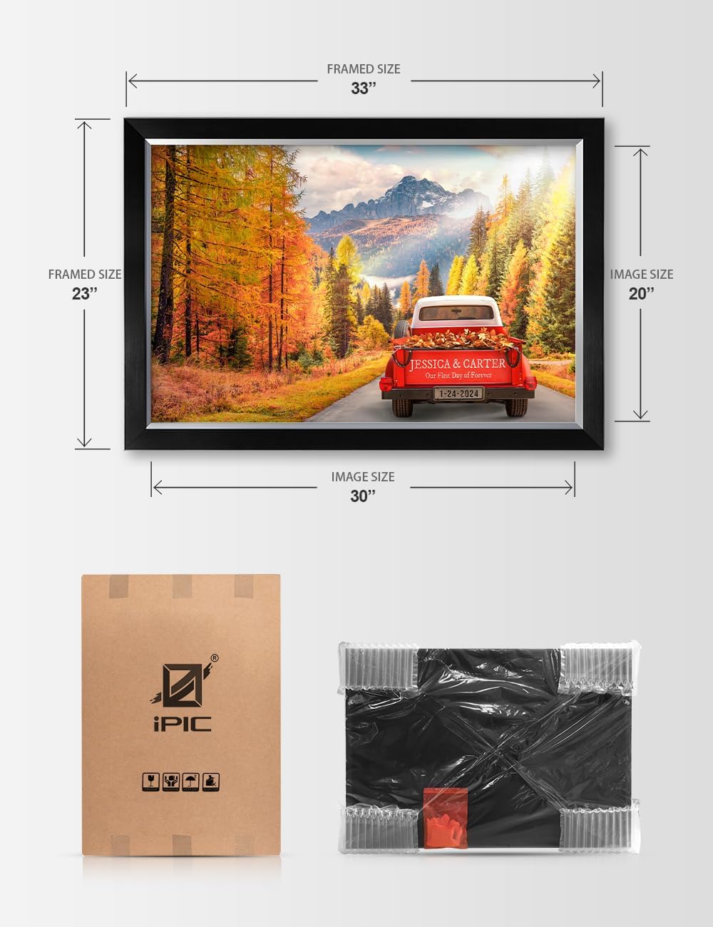 IPIC - Timeless Love Through the Seasons, Autumn, Personalized Canvas Wall Art with Names, Custom Gift for Couples, Romantic Anniversary or Wedding Present for Bedroom or Living Room Decor