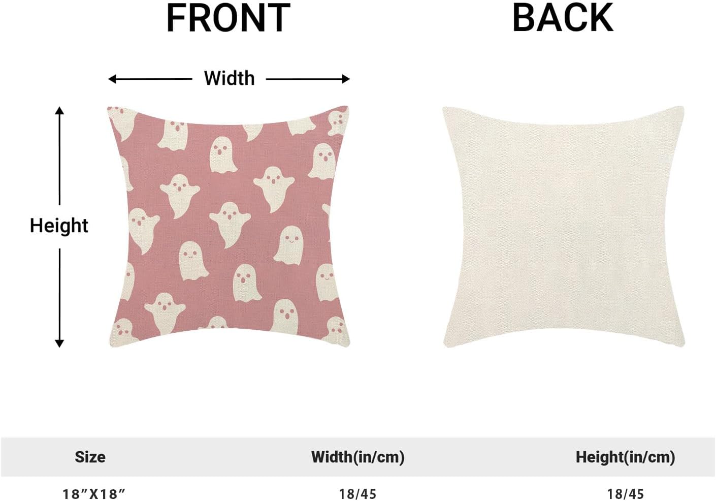 Halloween Decor Pillow Covers 18x18 Set Of 2 Pink Cute Ghost Throw Pillow Covers Halloween Decoration Pillow Covers For Halloween Home Decorative Linen Cushion Case For Home Couch Sofa Outdoor