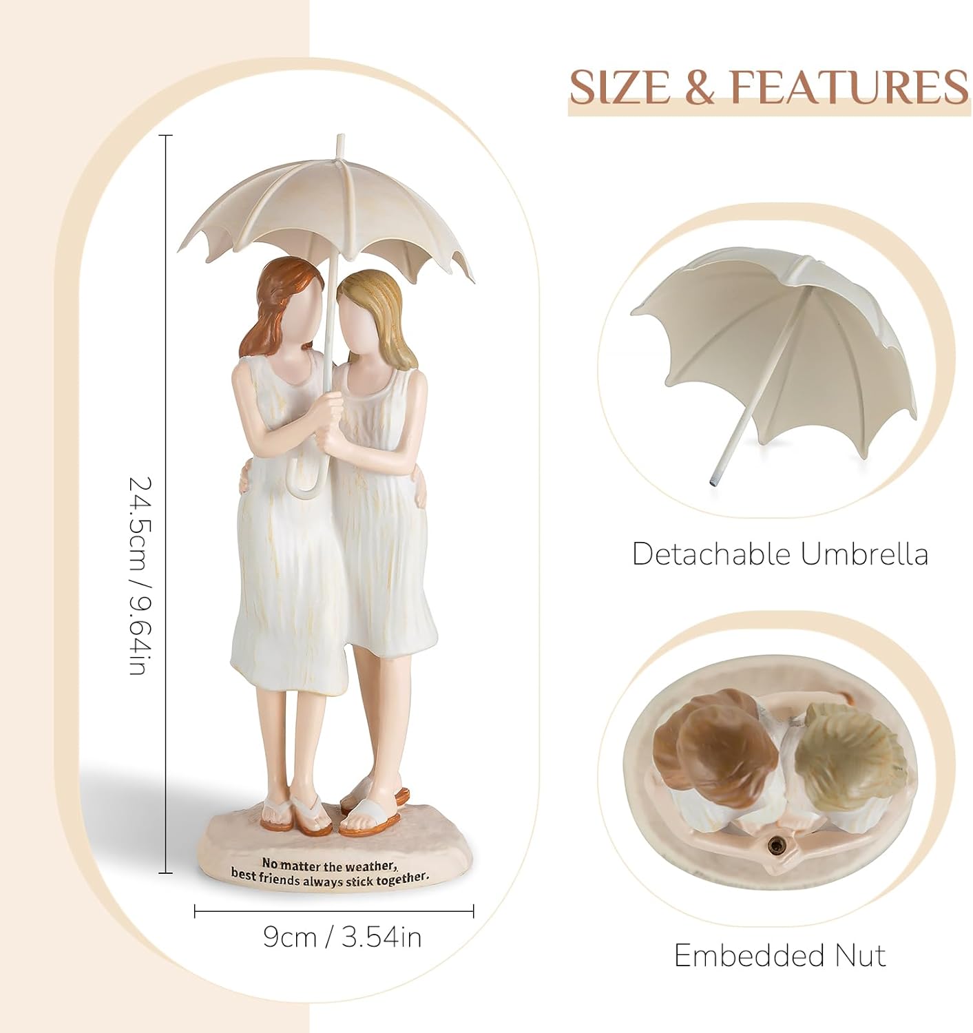 Best Friend Birthday Gifts for Women - Friendship Christmas & Birthday Gift for Bestie BFF - Resin Sister Figurines
