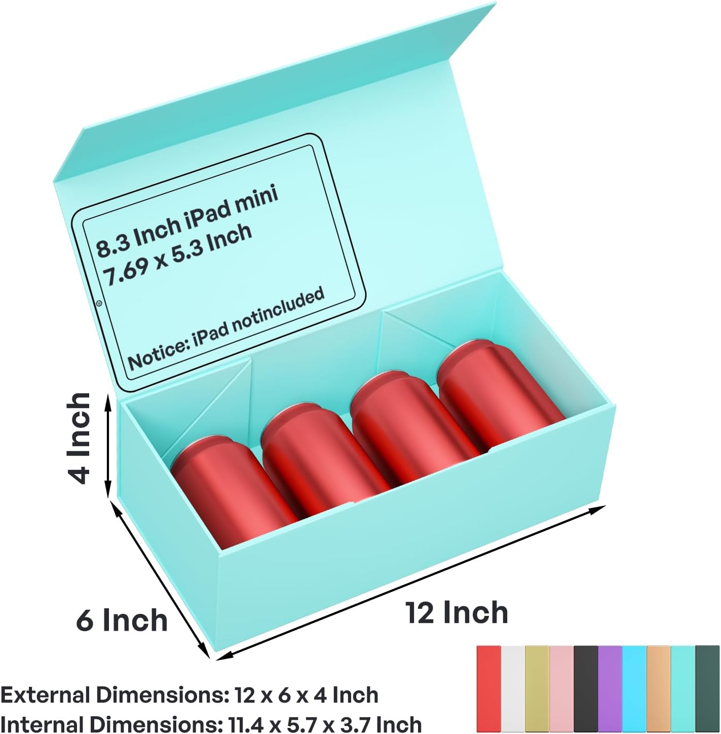 Turquoise Gift Box, 12x6x4'' Gift boxes for Presents with Lids Magnetic Closure Rectangle Collapsible for Bridesmaid Proposal Box, Wedding, Christmas, Halloween, Birthday Gift Packging