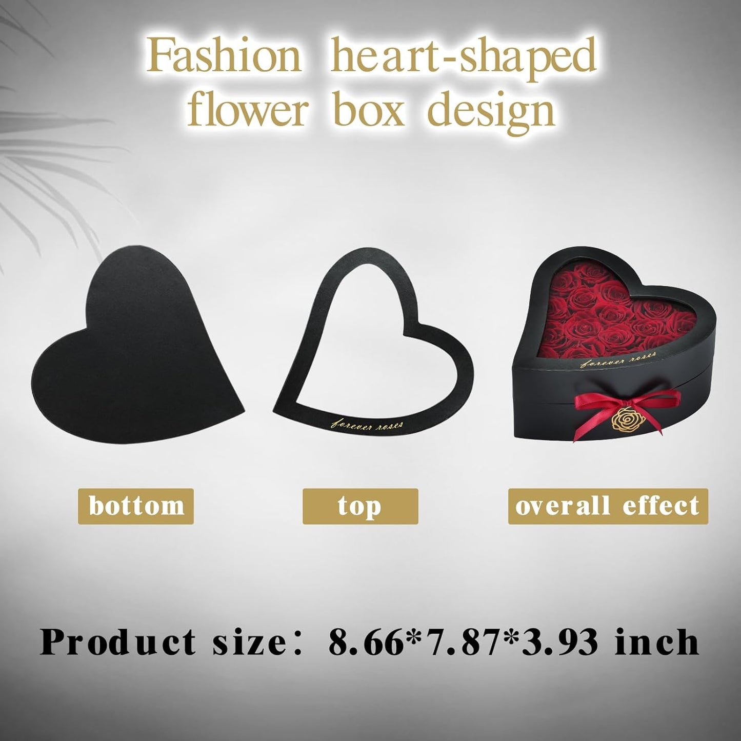 16 Forever Flowers in Heart Shaped Box - Preserved Roses Romantic Gifts for Her, Valentine’s Day, Anniversary, Wedding (Wine)
