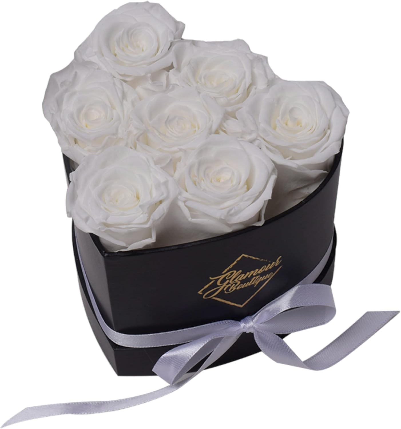 7 Flower Forever Heart Shape Box - Preserved Roses Gift for Her, Preserved Flowers, White