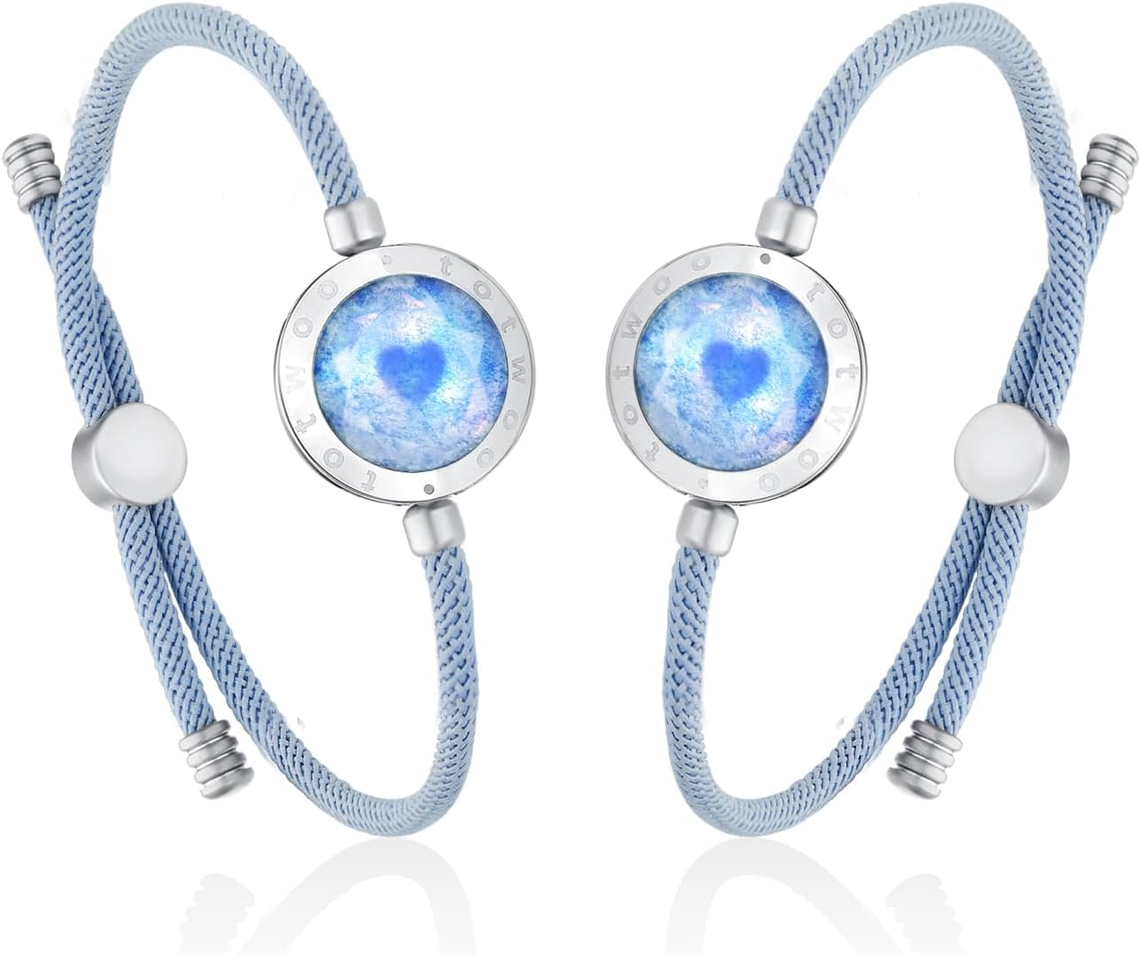 Long Distance Touch Bracelets, Light up & Vibration for Love - Pair of Couples Bracelets Long Distance Relationship Gifts for Girlfriend, Mother-Daughter, Sisters Bluetooth APP Set Up Pairing Jewelry