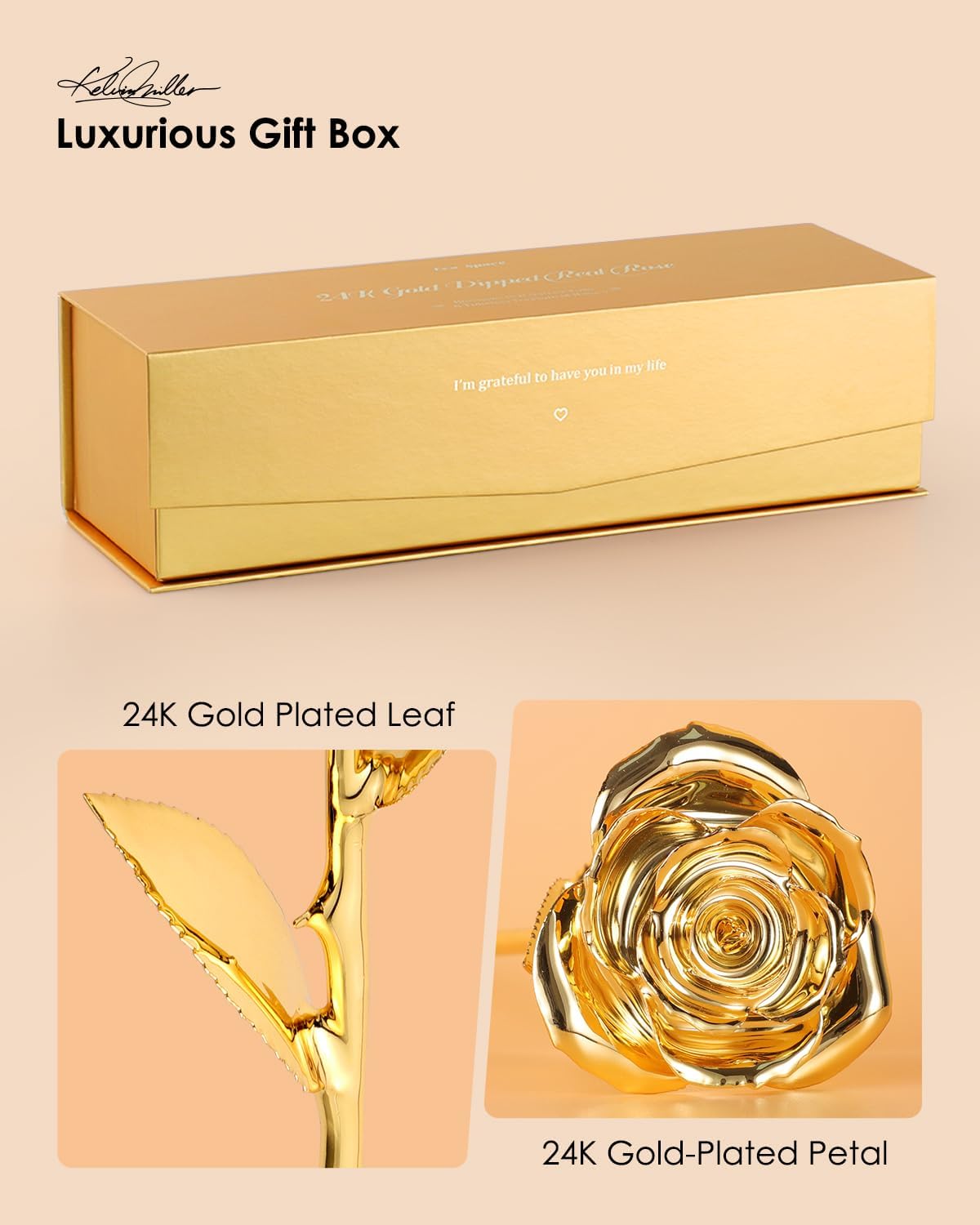 24K Gold Dipped Real Rose – Handpicked Real Rose Preserved in 24K Gold – Elegant, One-of-a-Kind Romantic Gift for Her – Ideal for Birthday, Anniversary, Mother’s Day, Valentine’s Day
