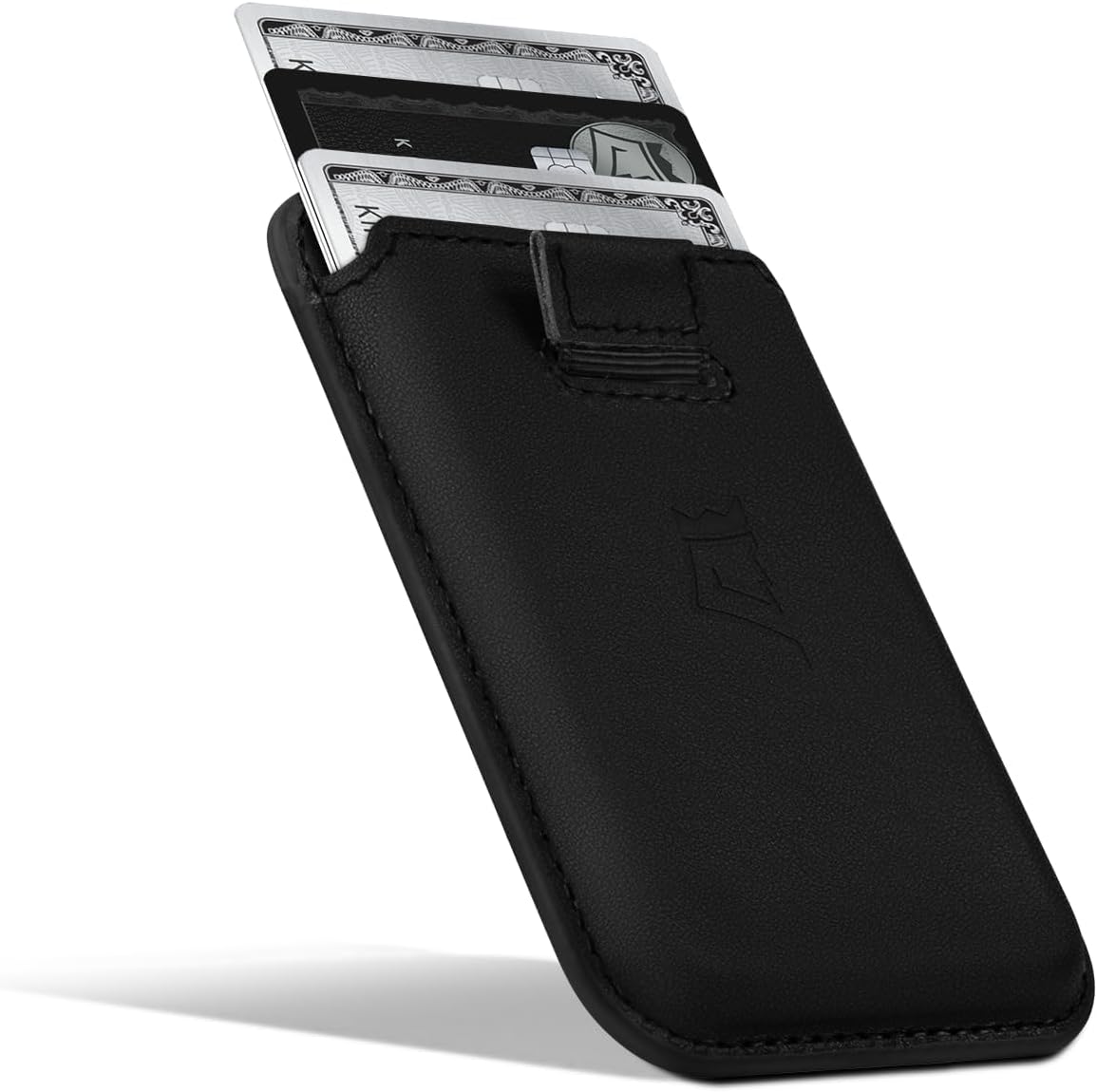 Kings Loot Mag safe Wallet - RFID Protected Magsafe Accessories – Premium Leather That Fits 1-3 Cards – Quick & Easy Pull Strap – Magnetic Wallet For iPhone – Midnight Black