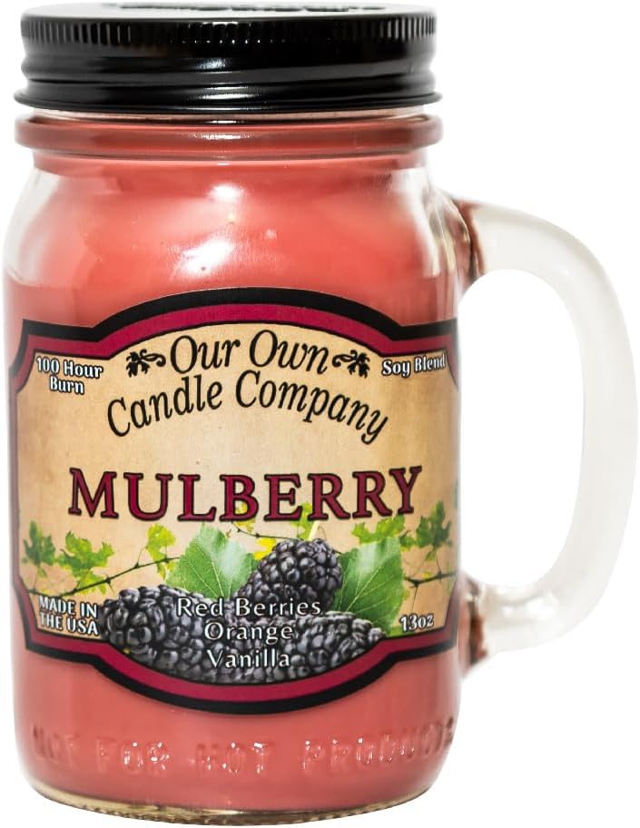 Our Own Candle Company, Mulberry Scented Mason Jar Candle, 100 Hour Burn Time, Made in The USA - 13 Ounces