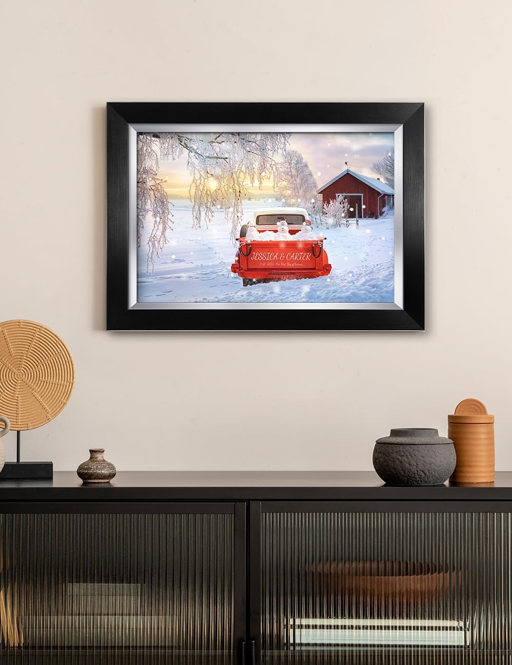 IPIC - Timeless Love Through the Seasons, Winter, Personalized Canvas Wall Art with Names, Custom Gift for Couples, Romantic Anniversary or Wedding Present for Bedroom or Living Room Decor