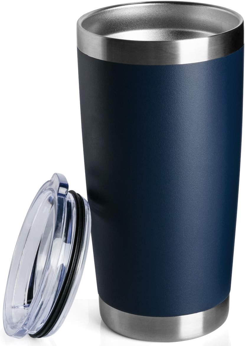 12 pack 20 OZ Double Wall Stainless Steel Vacuum Insulated Tumbler Coffee Travel Mug With Lid, Durable Powder Coated Insulated Coffee Cup for Cold & Hot Drinks (Navy, 12 pack)