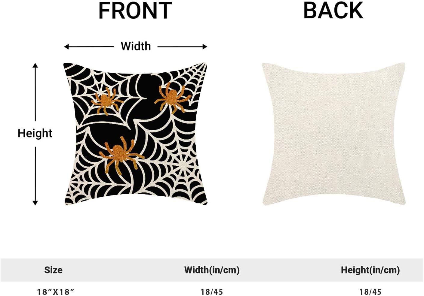 Spider Web Throw Pillow Covers 18x18 Inch Set of 2 Black Halloween Decorative Farmhouse Pillow Covers Outdoor Spider Decor Cushion Case for Home Couch Sofa Halloween Outdoor Decoration
