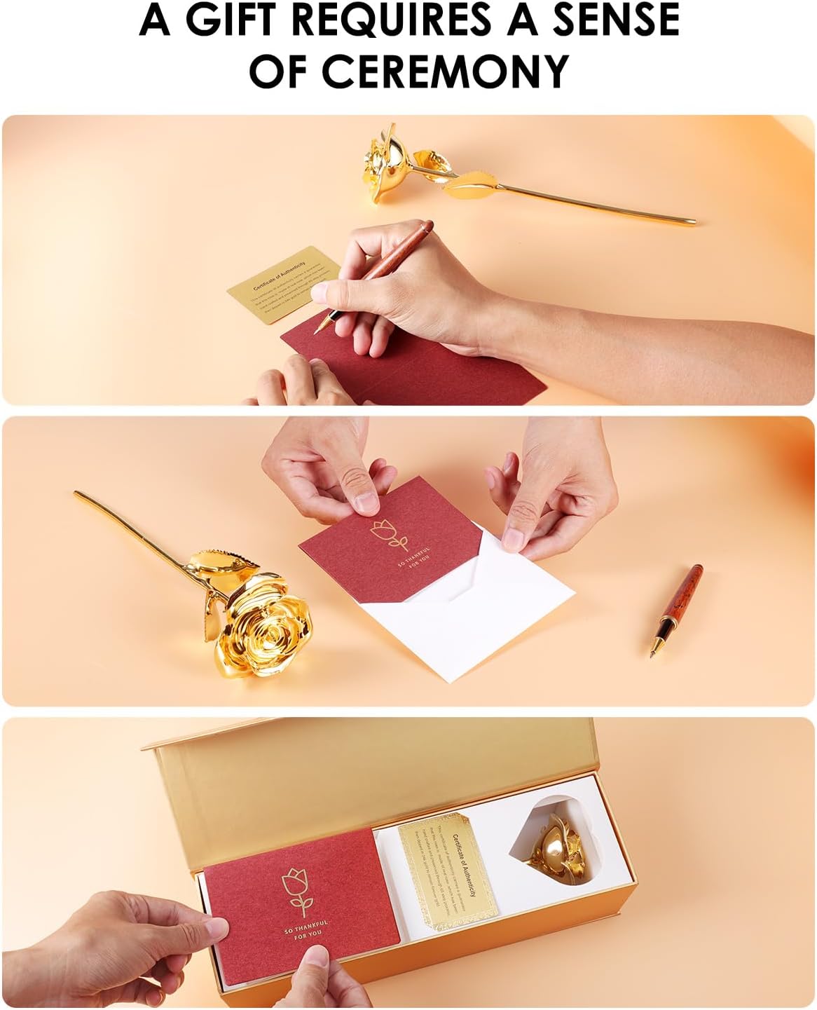 24K Gold Dipped Real Rose – Handpicked Real Rose Preserved in 24K Gold – Elegant, One-of-a-Kind Romantic Gift for Her – Ideal for Birthday, Anniversary, Mother’s Day, Valentine’s Day