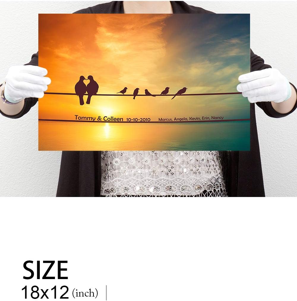 IPIC - We Are Family Personalized Artwork with Names, Customized Gift for Anniversary, Giclee Canvas Wall Art.. 18x12