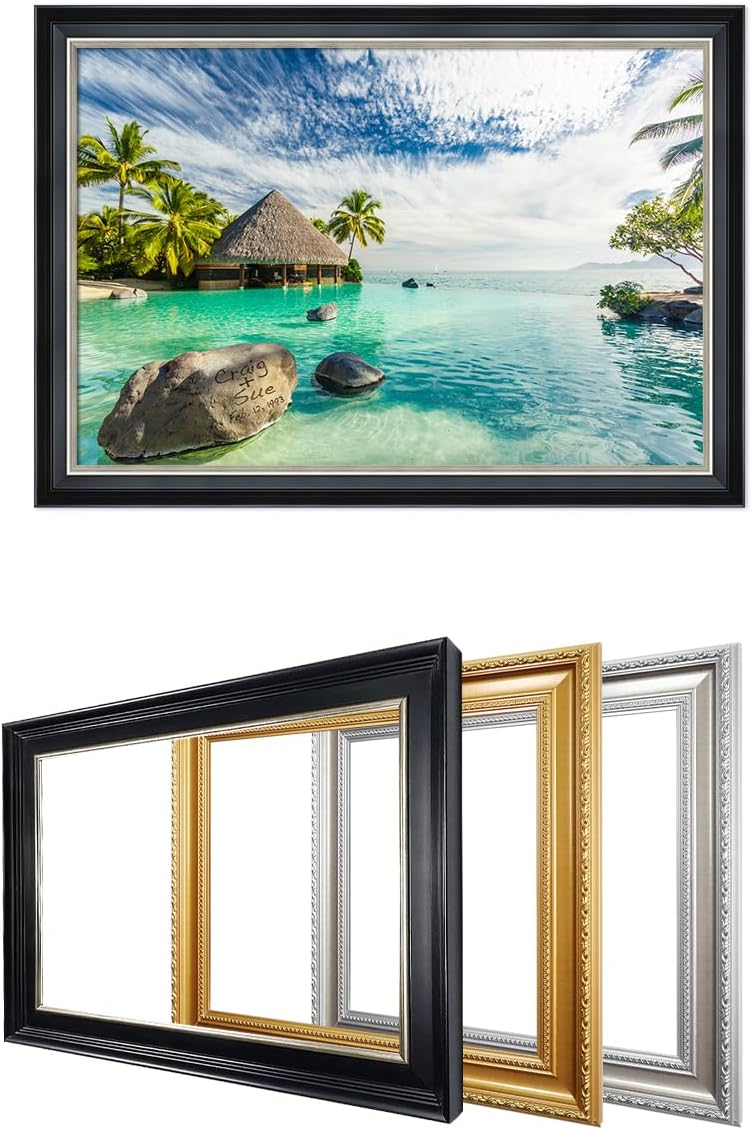 IPIC - "Tropical Memories Personalized Framed Wall Art, Custom Beach Canvas Print with Solid Wood Frame, A Personalized Gift with Name and Date for Couple, Wedding, or Anniversary