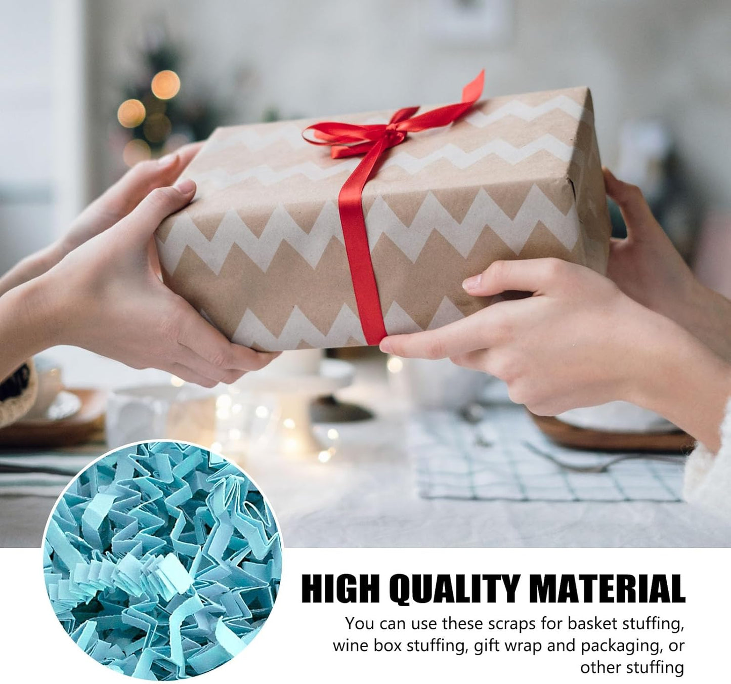 ZEBMOON 2 LB Sky Blue Crinkle Cut Paper Shred Filler Great for Gift Wrapping, Basket Filling, Birthday, Wedding, Halloween, Thanksgiving, Christmas Day, New Year Party Decorations Filling Supplies