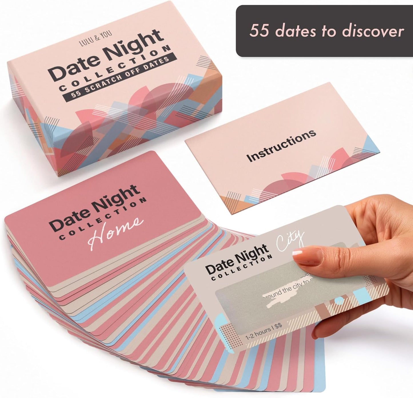 Lulu & You 55 Scratch Off Date Night Ideas for Couples - Have Fun with Our Date Night Cards - Wedding Gift & Bridal Shower Gift Idea - Appropriate for All Audiences