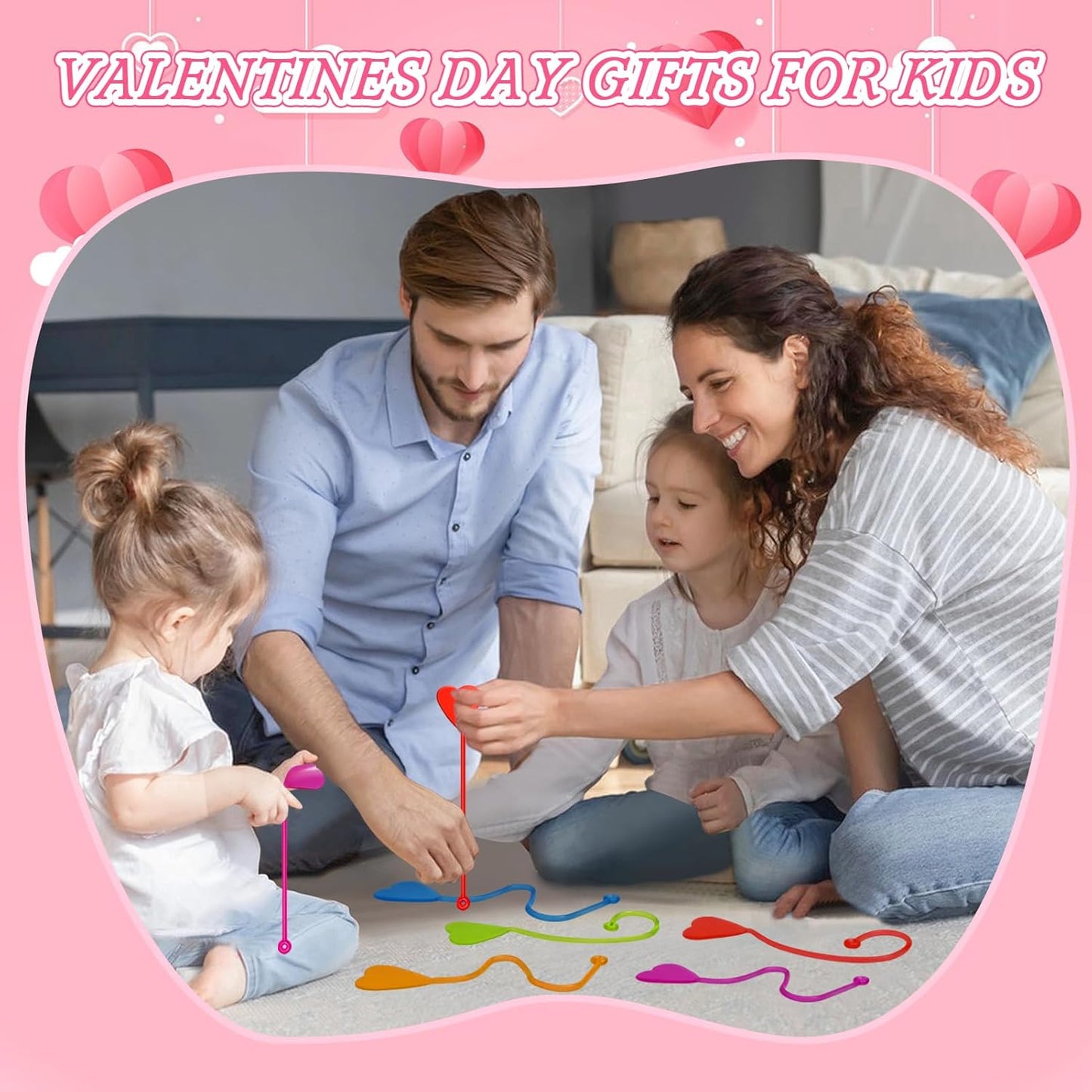 Valentines Sticky Hands Bulk 48PCS Valentines Day Gifts for Kids Classroom Prizes Valentines Party Favors for Kids Stretchy Heart Sticky Hand Toy Valentines Day Goodie Bag Stuffers Kid Party Supplies