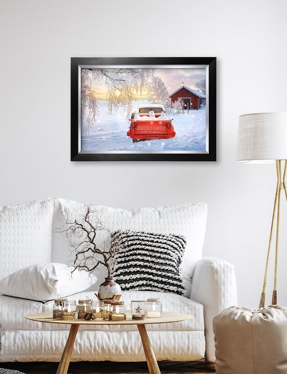 IPIC - Timeless Love Through the Seasons, Winter, Personalized Canvas Wall Art with Names, Custom Gift for Couples, Romantic Anniversary or Wedding Present for Bedroom or Living Room Decor