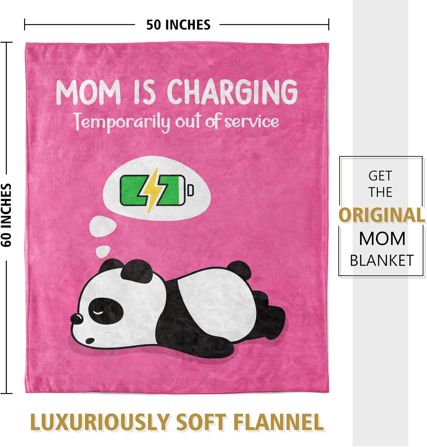 Craftique Gifts for Mom Birthday Christmas- Funny Soft Mom is Charging Blanket- New Moms Gifts for Women, Practical Blanket Throw for Napping Travel, 60”×50”