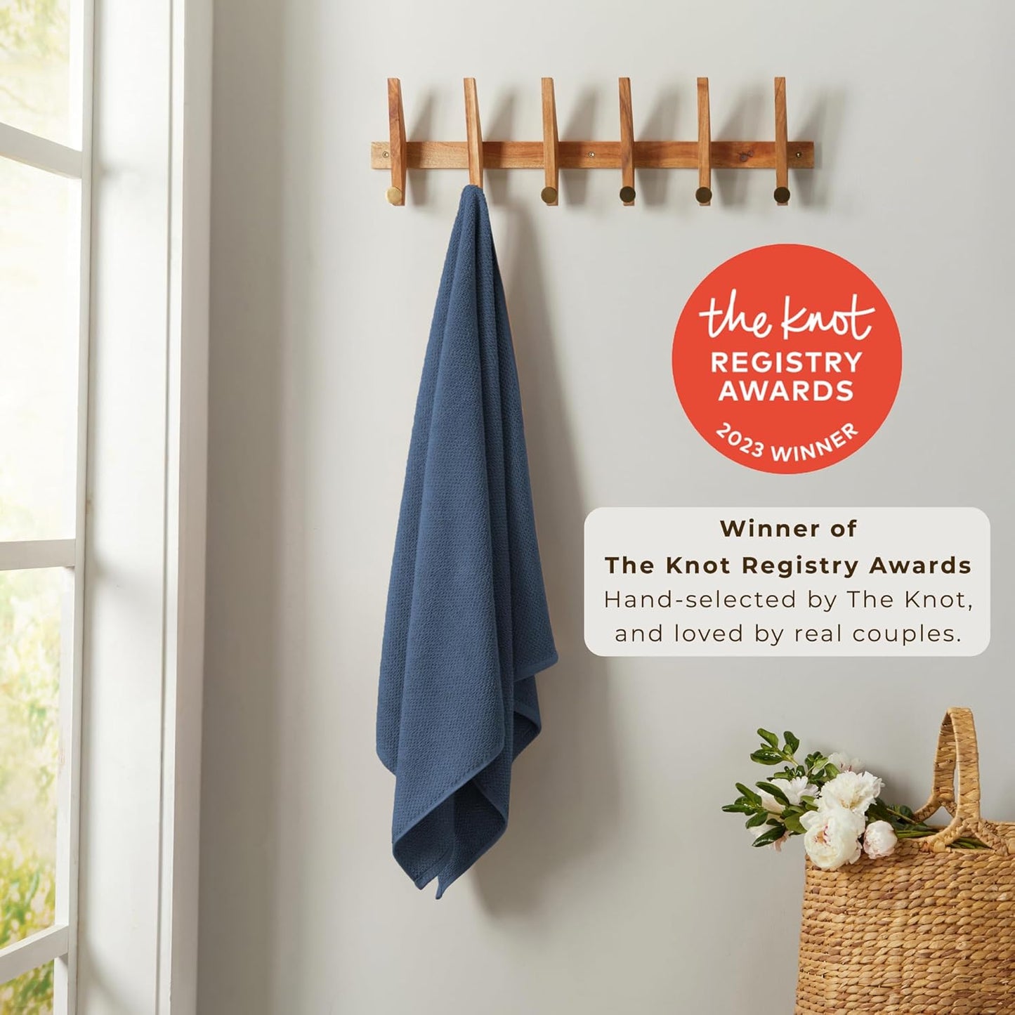 Great Bay Home Navy Hand Towels - 100% Cotton 6 Pack 26x16 Hand Towel Set - Absorbent, Quick-Drying, Durable Towels for Handroom Decor - Low-Twist, Two-Ply Fibers (Stone Blue)
