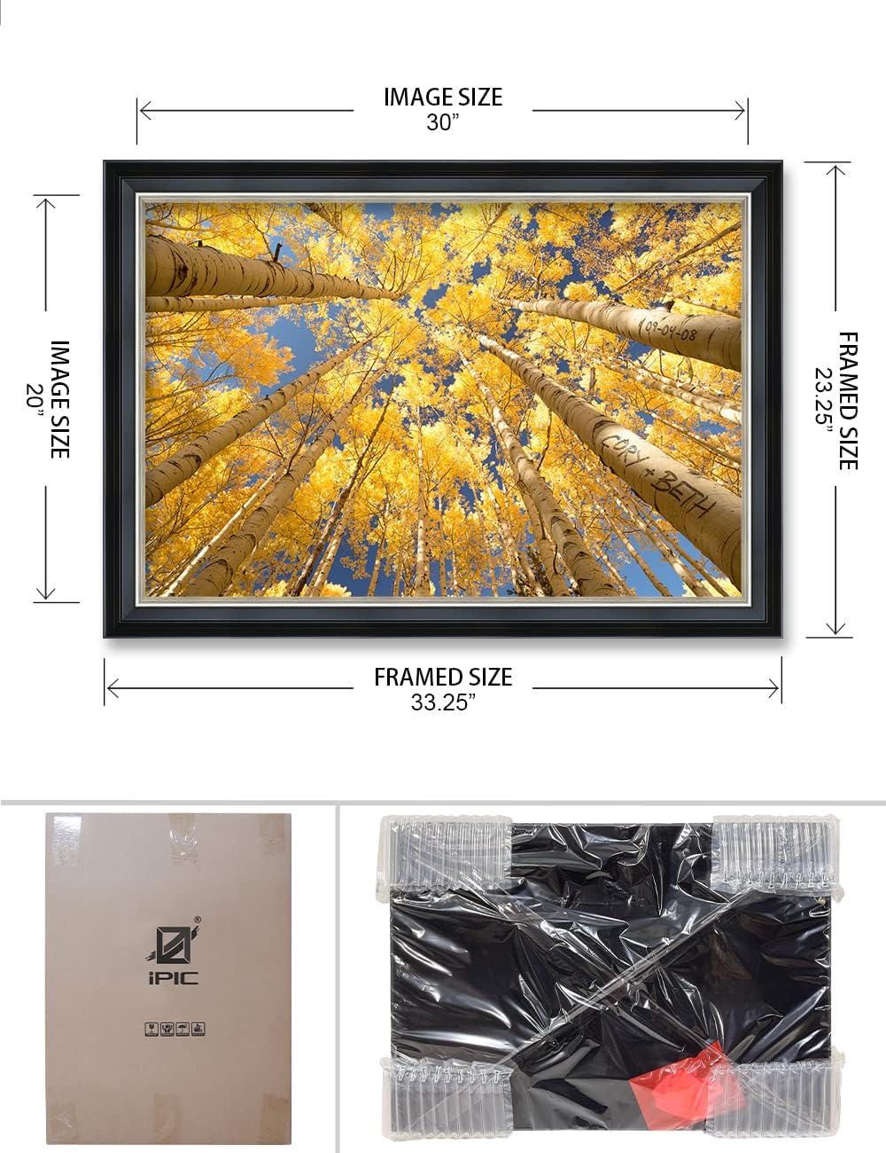IPIC - Fall in Love, Personalized Ideal Gift Custom Framed Wall Art with Names and Date, Giclee Prints with Solid Wood Frame, Unique and Memorable Present. Wall Art for Home Decor.