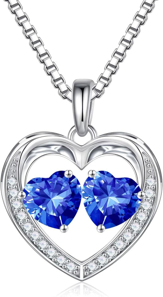 Iefil Birthstone Jewelry for Women - 925 Sterling Silver Birthstone Necklace, Anniversary Birthday Gifts for Women, Jewelry Gifts for Her Wife Mom Daughter