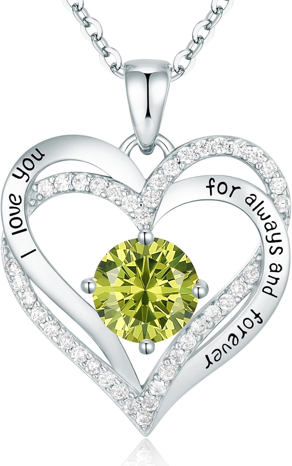 CDE Forever Love Heart Necklaces for Women, Wedding Anniversary, Birthday Mothers Day Gifts for Mom, Mother, Wife, Girlfriend, S925 Silver Jewelry with Birthstone Pendant