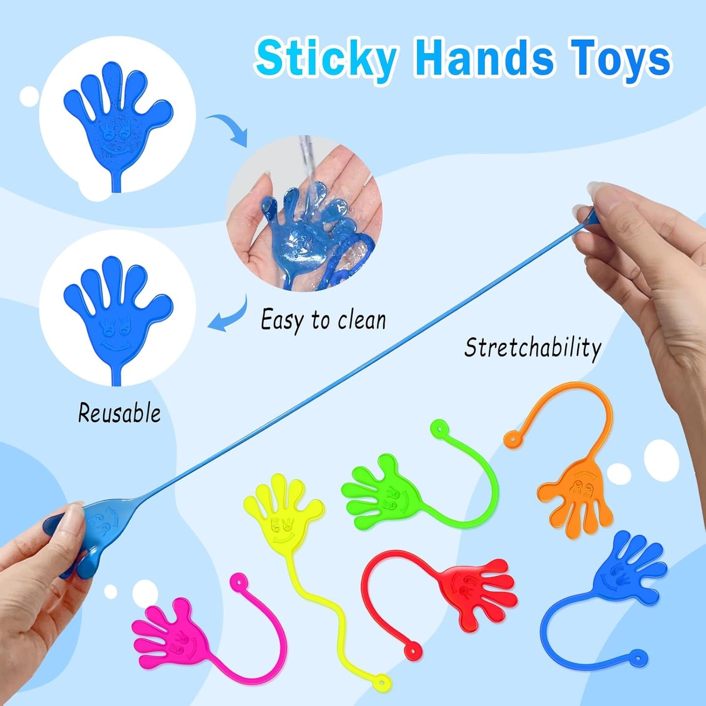 Sticky Hands Bulk 48 PCS Party Favors for Kids 4-8 8-12 Stretchy Sticky Hand Toy Halloween Goodie Bag Stuffers Fillers Treasure Box Toys for Classroom Prizes Students Gifts Birthday Party Supplies