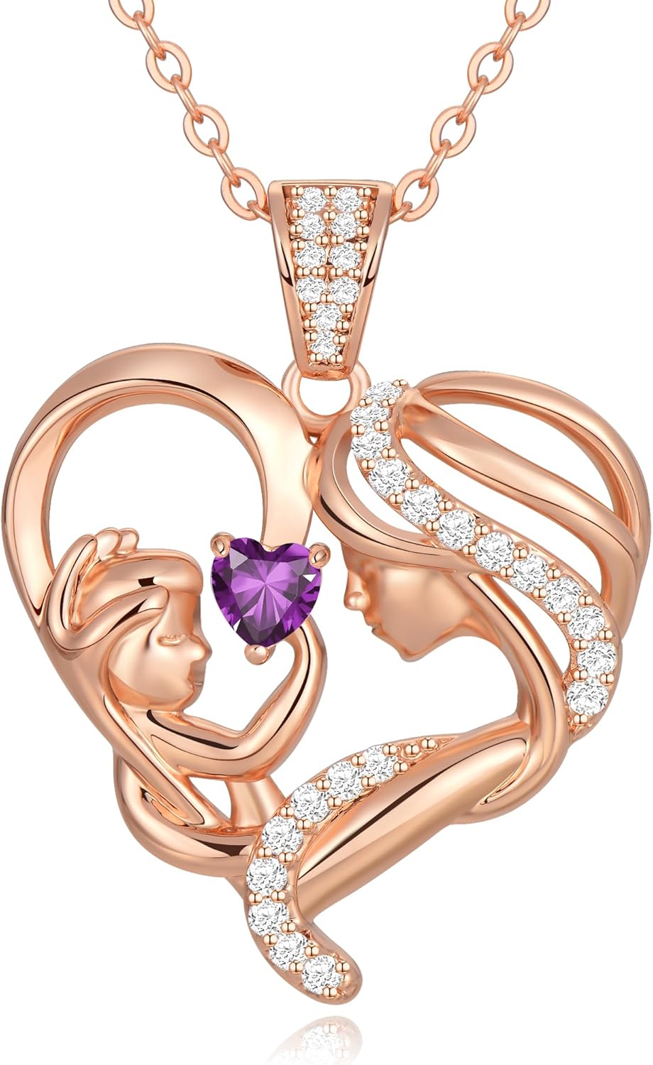 Mothers Day Gifts for Mom Wife Her Grandma, S925 Sterling Silver Birthstone Necklaces Jewelry for Women, Mother's Day Love Heart Pendant Necklace for Anniversary Birthday Christmas Day