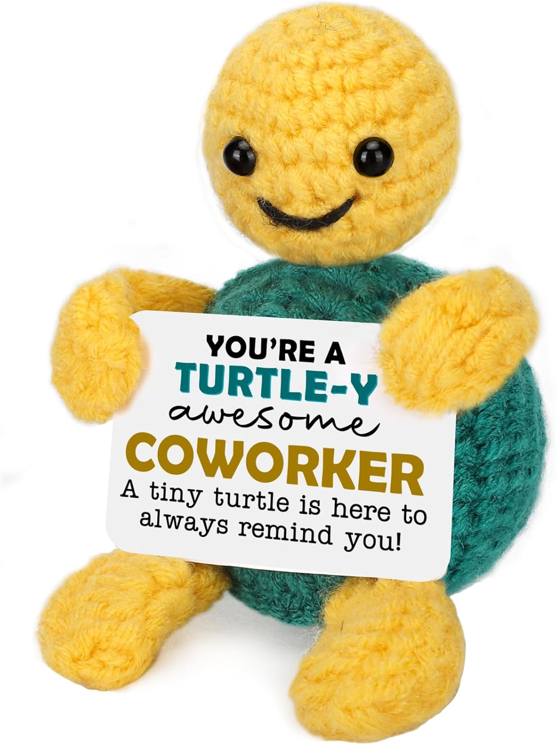 Funny Turtle Coworker Gifts Appreciation Thank You Gifts, Coworker Work Bestie Birthday Gift for Women Men, Farewell Moving Away Leaving Going Away Gift for Coworker, Positive Crochet Animals Turtle