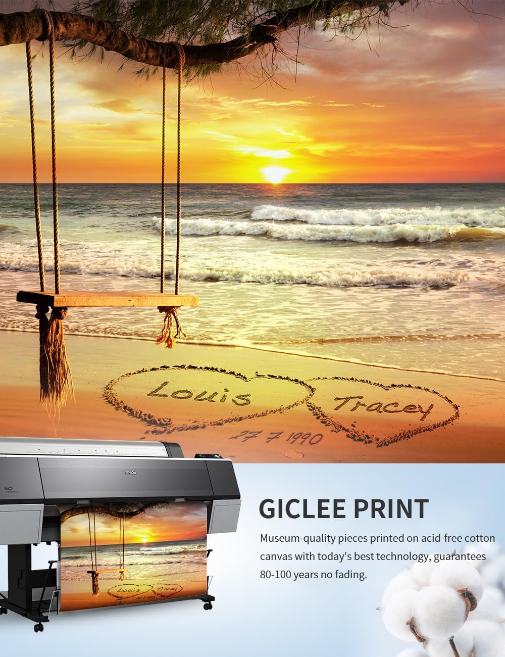 IPIC - "Eternal Love Personalized Framed Wall Art, Custom Beach Sunset Scene with Names and Date in Sand, A Personalized Gift for Couple, Wedding, or Anniversary, Coastal Home Decor