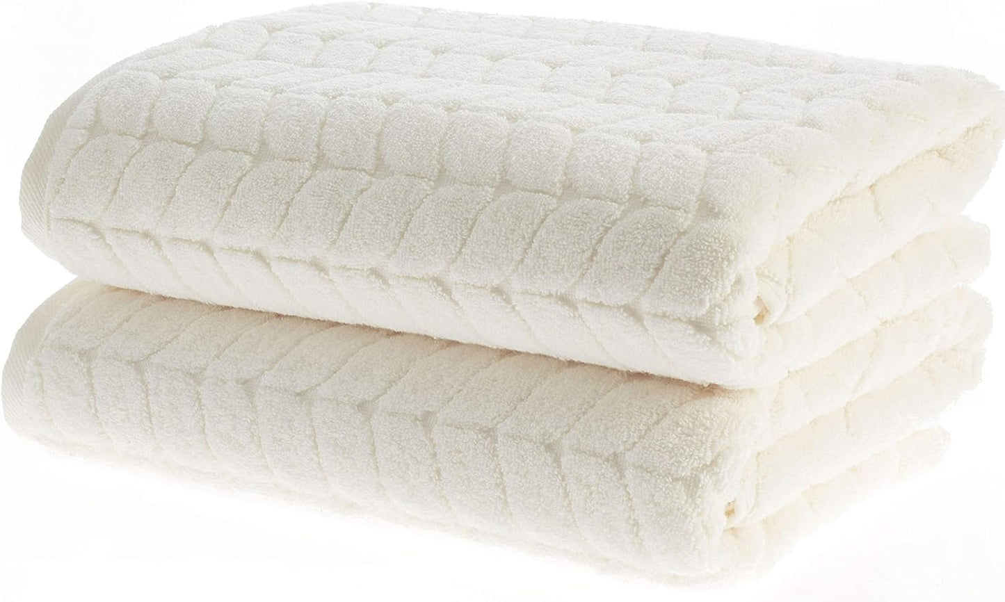 BAGNO MILANO Turkish Bath Towels, Soft Plush Jacquard Luxury Bath Towels, Quick Dry Towel Set (Cream, 6 pcs Towel Set)