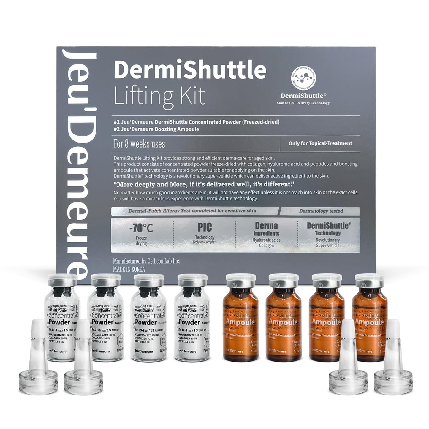JEU'DEMEURE Dermishuttle Face Lifting Kit – Deep-Absorbing Needle-Free Serum with Collagen, Hyaluronic Acid, Peptide – Targets Wrinkles, Lifting & Skin Renewal Without Microneedling