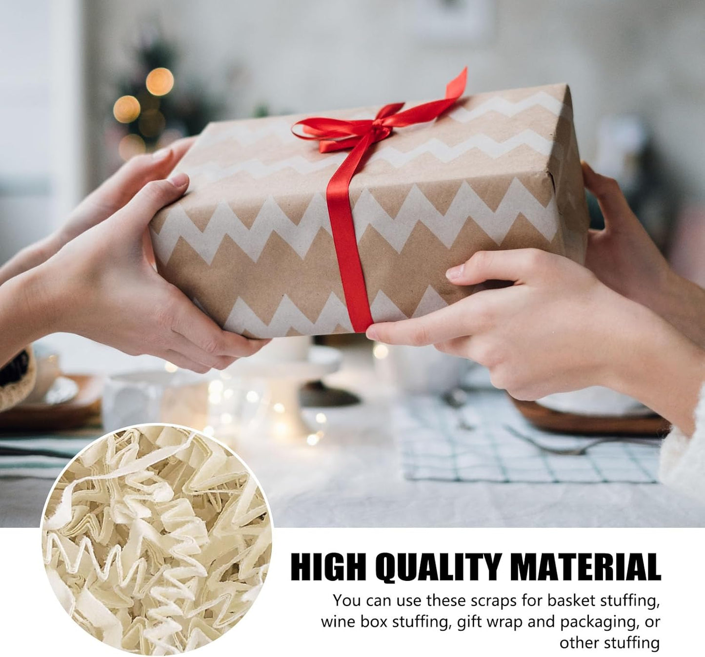 ZEBMOON 2 LB Ivory Crinkle Cut Paper Shred Filler Great for Gift Wrapping, Basket Filling, Birthday, Wedding, Halloween, Thanksgiving, Christmas Day, New Year Party Decorations Filling Supplies