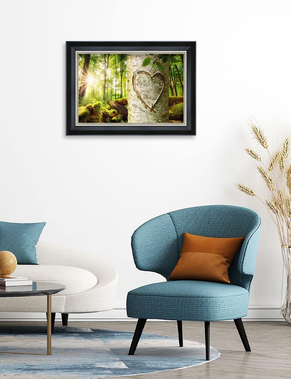 IPIC - Love Evergreen, Personalized Framed Wall Art with Names and Date on, Giclee Prints with Solid Wood Frame, Customized Gift and Memorial Gifts for Wedding Anniversary.