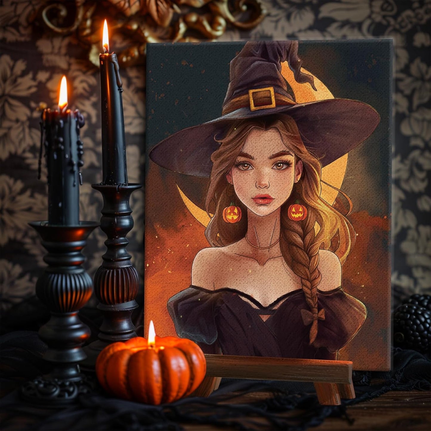 4 Pack Pre Drawn Canvas to Paint for Adults Halloween Sip and Paint Kit Party Supplies Couples Painting Kit Date Night Canvas Painting Kit Stretched Canvas for Painting 8 x 10 Inch
