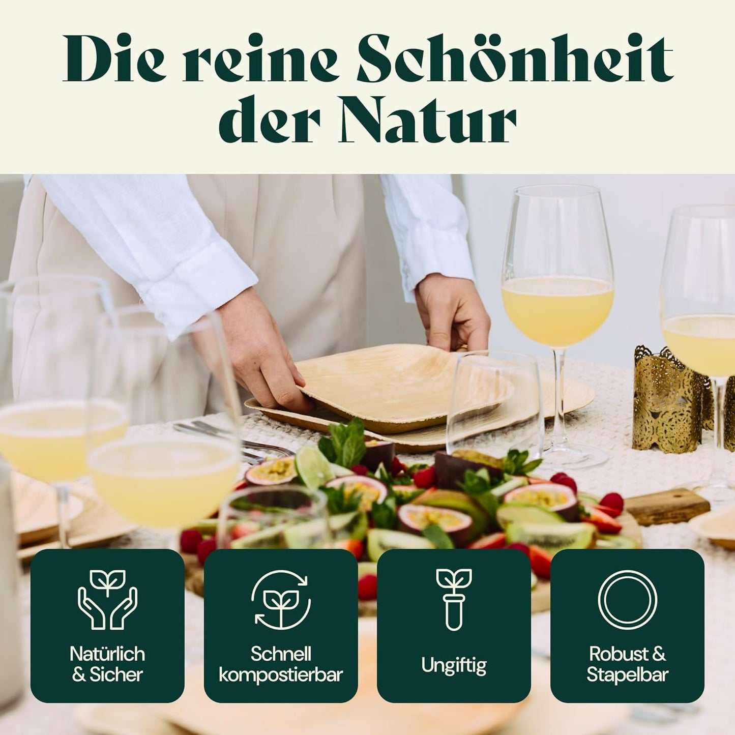 Chic Leaf Palm Leaf Compostable Plates Disposable - 6" Square, 50 Pack - Heavy-Duty Biodegradable, Disposable Party Bamboo Appetizer Plates - Party Serving Supplies